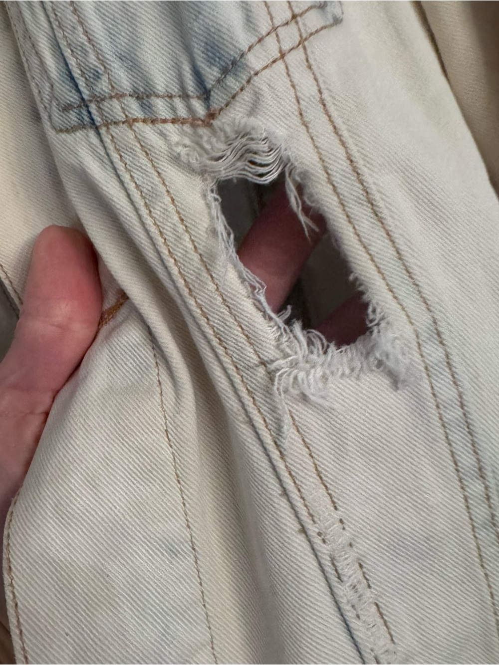 FREE PEOPLE Ripped Denim Jacket - Picture 3 of 5